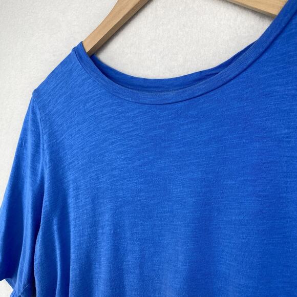 EILEEN FISHER Top M Organic Cotton Slub Jersey Crewneck Short Sleeve Blue - Picture 2 of 11